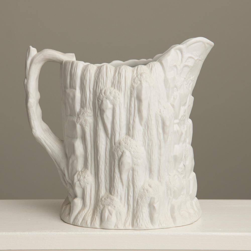 MMA White Bisque Porcelain Waterfall Bois Pitcher Art Pottery CottageCore Earthy